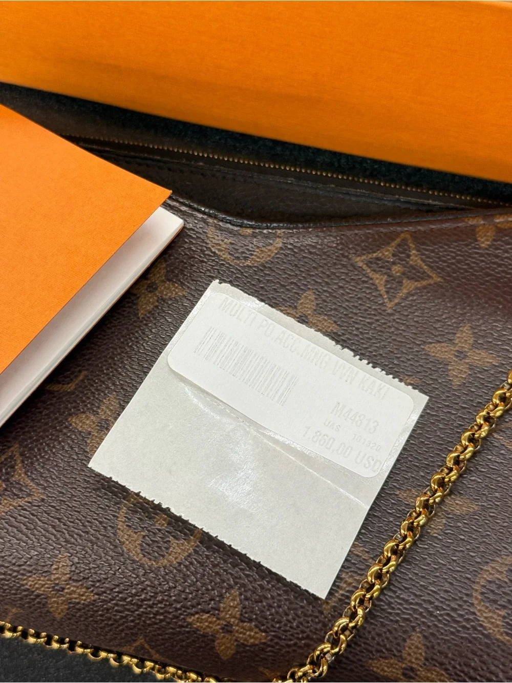 Louis Vuitton Brown Monogram Canvas Chain Shoulder Bag PALLAS clutch purse